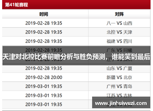 天津对北控比赛前瞻分析与胜负预测，谁能笑到最后